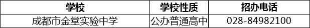 2024年成都市金堂實驗中學(xué)招辦電話是多少？