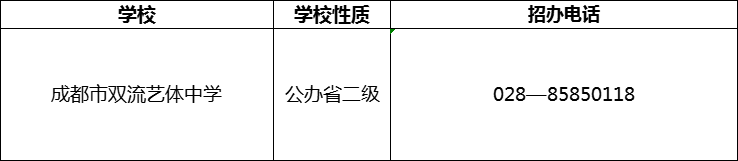 2024年成都市雙流藝體中學(xué)招辦電話是多少？