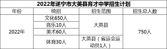 2024年遂寧市大英縣育才中學招生計劃是多少？