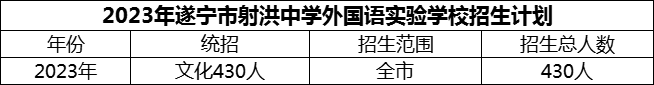 2024年遂寧市射洪中學外國語實驗學校招生計劃是多少？