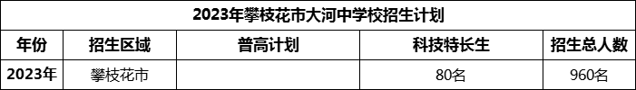 2024年攀枝花市大河中學(xué)校招生計劃是多少？