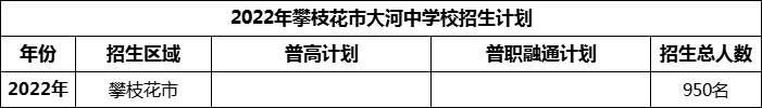 2024年攀枝花市大河中學(xué)校招生計劃是多少？