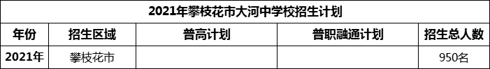 2024年攀枝花市大河中學(xué)校招生計劃是多少？