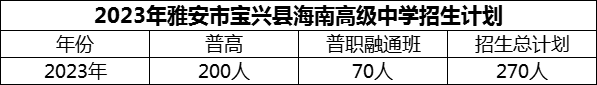 2024年雅安市寶興縣海南高級(jí)中學(xué)招生計(jì)劃是多少？