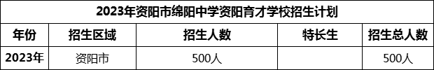 2024年資陽市綿陽中學(xué)資陽育才學(xué)校招生計(jì)劃是多少？