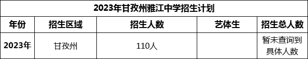 2024年甘孜州雅江中學(xué)招生計(jì)劃是多少？