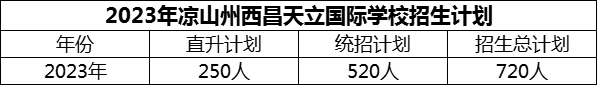 2024年涼山州西昌天立國際學(xué)校招生計(jì)劃是多少？