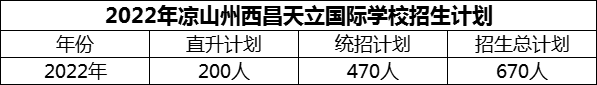 2024年涼山州西昌天立國際學(xué)校招生計(jì)劃是多少？