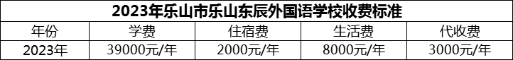 2024年樂山市樂山東辰外國語學(xué)校學(xué)費多少錢？