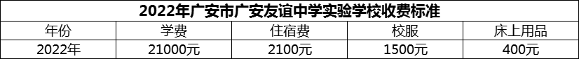 2024年廣安市廣安友誼中學(xué)實(shí)驗(yàn)學(xué)校學(xué)費(fèi)多少錢？