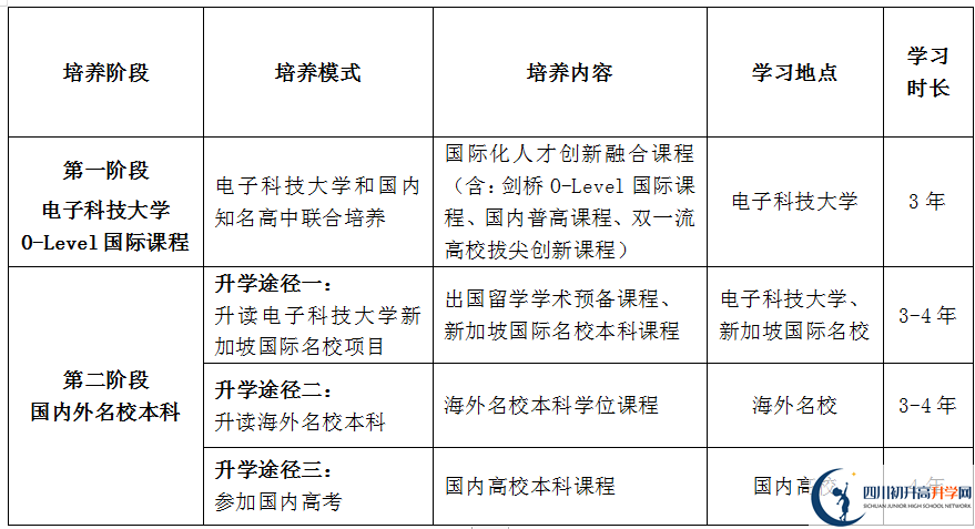 電子科技大學新加坡O-Level國際課程2024年招生簡章