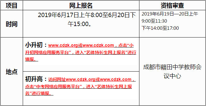 成都市籍田中學2019年初高中體育特長生招生須知